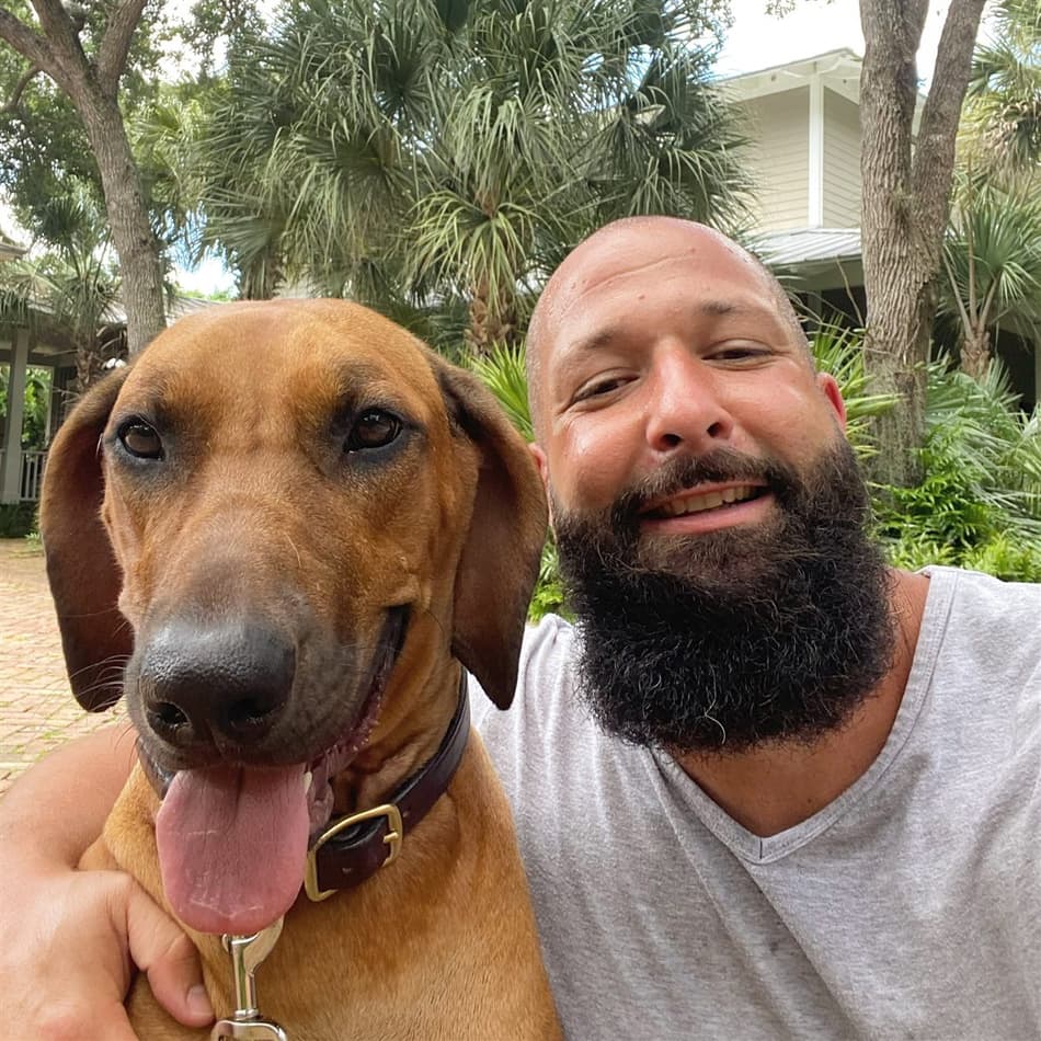 Uncle Jess with one of the dogs he trained